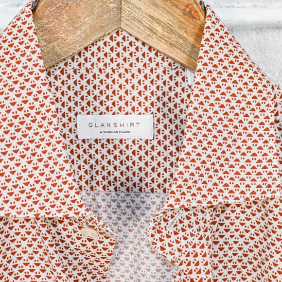 GLANSHIRT Slowear Men's Button up Shirt Red geo print size 15 1/2 fit M - Picture 6 of 7